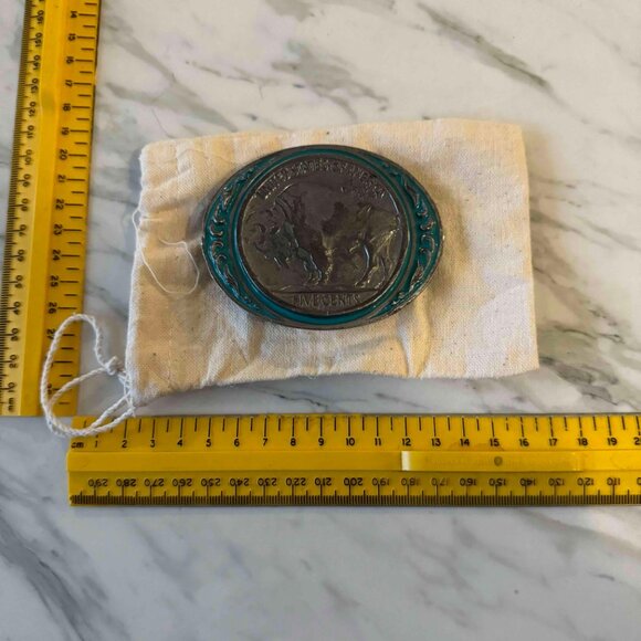 vintage 1988 Siskiyou Buckle Co. Buffalo Nickel Belt Turquoise - Picture 11 of 11